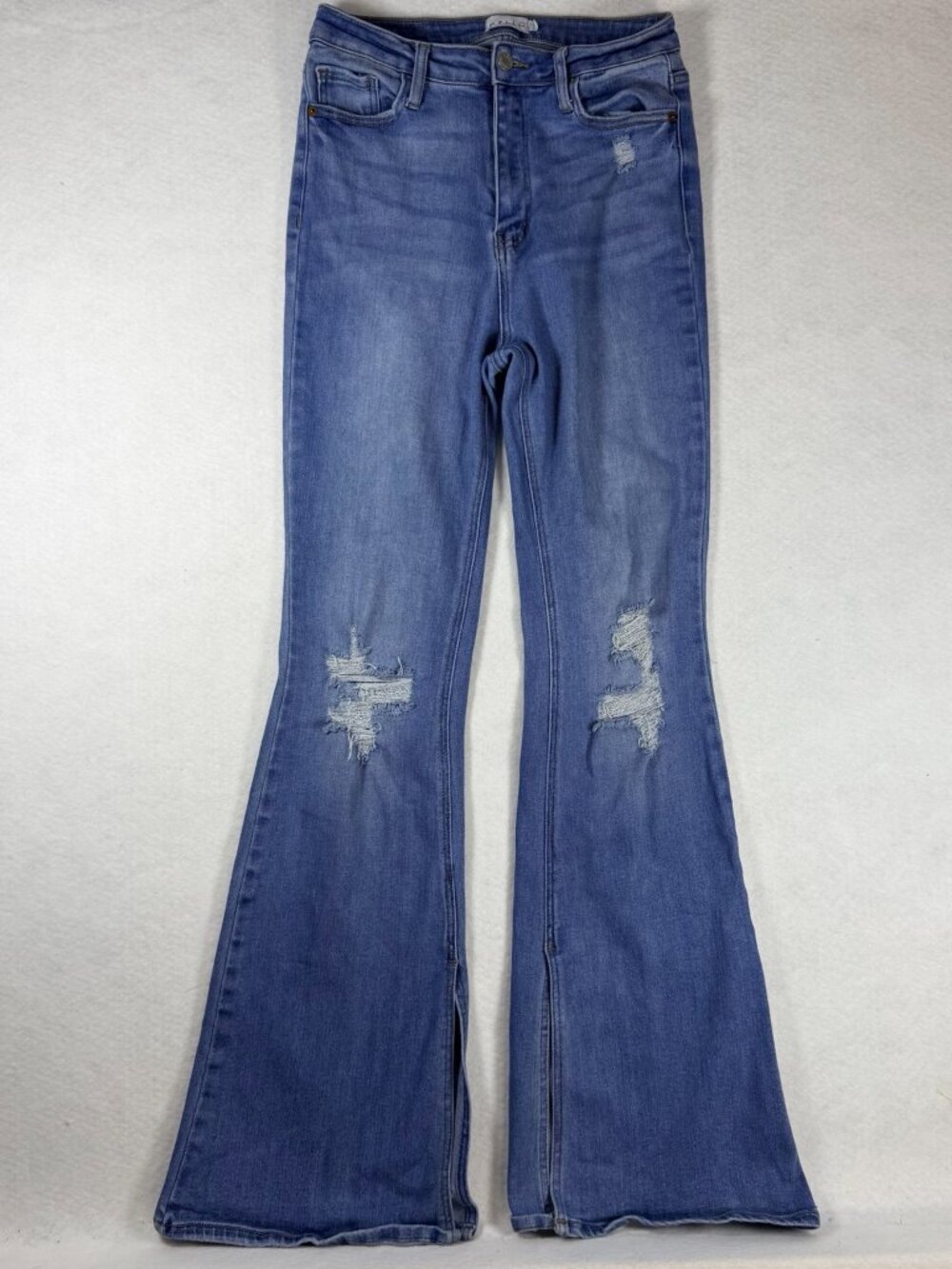 Cello Split Hem Flare Jeans Size 11 Y2K Stretch Distressed - Picture 2 of 12